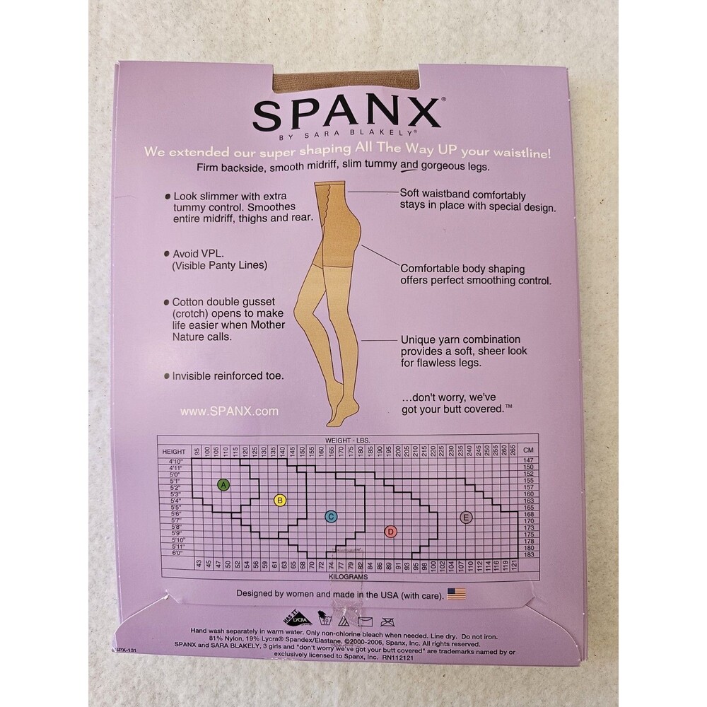 Spanx High Waist Pantyhose Nude Size D Sheer Leg Slimming Tummy Control - Picture 3 of 4
